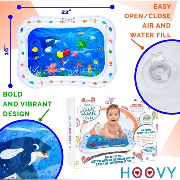Hoovy Inflatable Tummy Time Water Play Mat Ocean Theme Toy for Baby 0-18 Months - Picture 7 of 11